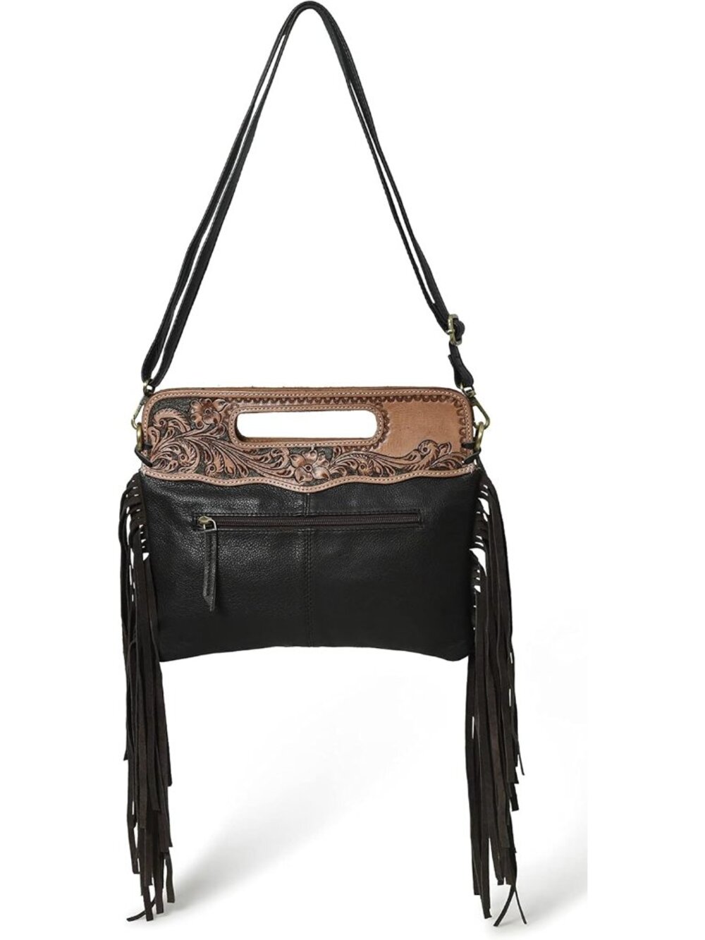 Western Suede Fringe Brown Leather Crossbody Bag Hobo Shoulder Sling Bags for Wo - Picture 4 of 8